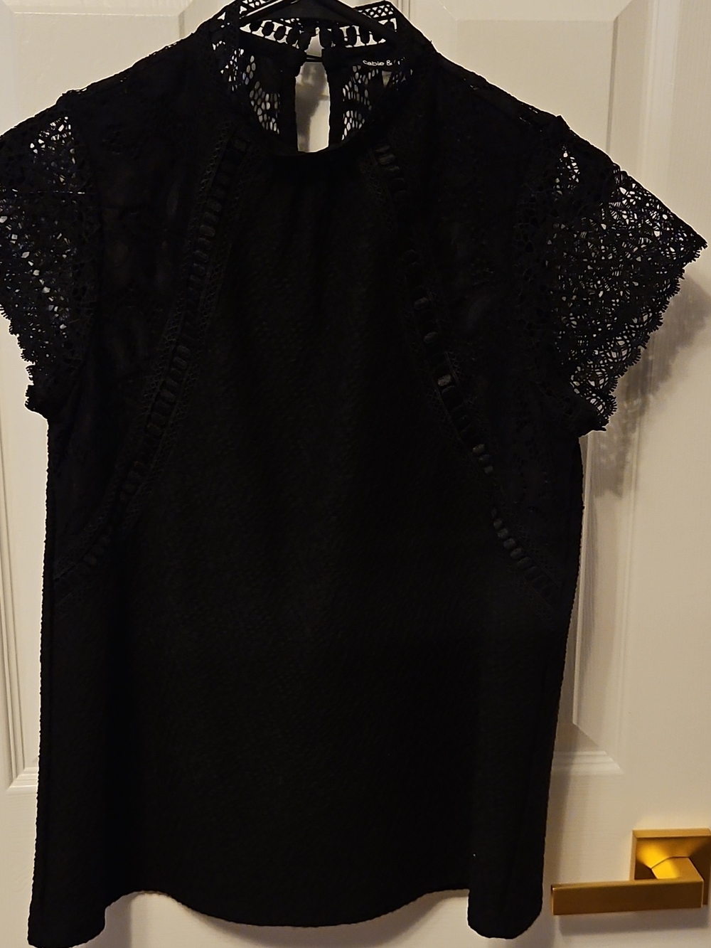 Cable & Gauge Black Lace Mock-Neck Top - Picture 6 of 6